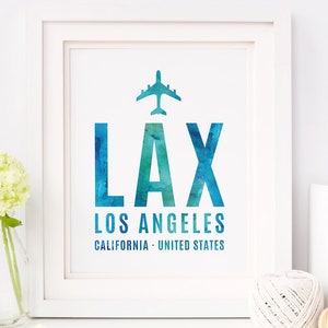 LAX airport digital print - Los Angeles airport print - Gift for flight attendant - Gift for stewardess - Gift for pilot - airport tag art