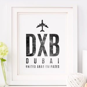DXB airport digital print - Dubai airport print - Gift for flight attendant - Gift for stewardess - Gift for pilot - DXB airport tag art UAE