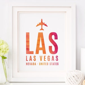 LAS airport digital print - Las Vegas airport print - Gift for flight attendant - Gift for stewardess - Gift for pilot - LAS airport tag art