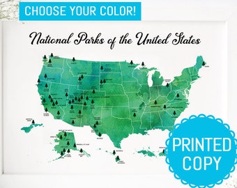US national parks map print - USA national parks print - Personalized national parks map - Gift for hiker - Outdoor explorer gift Graduation