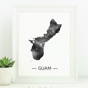 Guam digital print - Guam watercolor print - Neutral Travel Decor - Gift for travel lover - Guam printable - Guam neutral map Guam map print