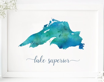 Impresión digital del Lago Superior - Impresión del Lago Superior - Regalo para los amantes de los viajes - Acuarela del Lago Superior - Acuarela impresa del arte del Lago Superior