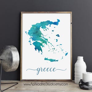 Griechenland Poster zum Ausdrucken - Geschenk für Reiseliebhaber - Griechenland Aquarell Poster - Griechenland Kunstdruck - Reise Geschenk Aquarell Poster