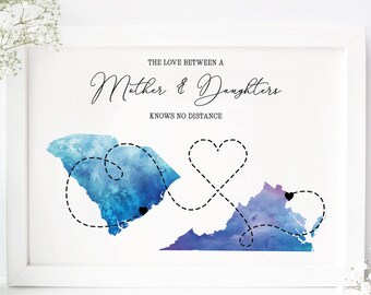 Mothers day gift - Gift for mom - long distance mom gift - Love between mother and daughter knows no distance - moving away gift for mom