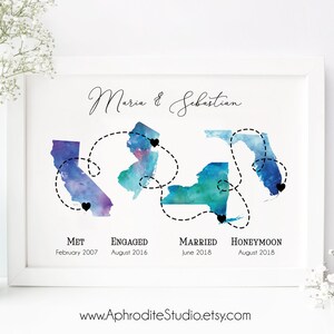 Met Engaged Married print - Met verloofd getrouwd kaart - Gepersonaliseerde huwelijkscadeau huwelijksstaten kaart Honeymoon print liefdesverhaal Digitale print