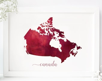 Impresión de mapas de Canadá - Cartel imprimible de Canadá - Decoración de viajes - Regalo para amantes de los viajes - Impresión digital de Canadá - Obras de arte de Canadá - Arte de pared de Canadá