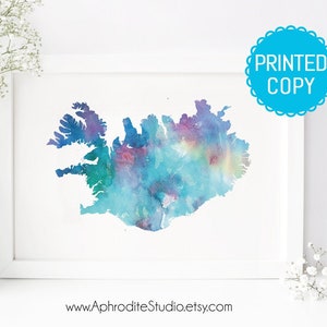 Iceland print - Iceland map print - Iceland watercolor - Travel Decor print - Gift for travel lover Iceland watercolor print Icelandic decor