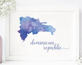 Dominican Republic print - Dominican Republic watercolor poster - DR art print - Travel Decor - Gift for travel lover - Digital travel gift