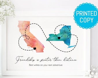 Friendship knows no distance -  Long distance print - Long distance friend gift - Long distance friendship gift - LDR gift