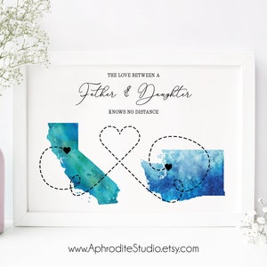 Impresión del padre de larga distancia - Regalo para papá - regalo del día del padre - El amor entre padre e hija no conoce la distancia de alejarse regalo para papá