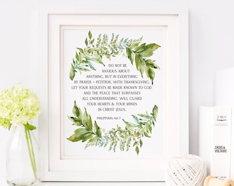Philippians 4:6-7 - Do not be anxious about anything - printable bible verse - Bible verse wall art - Bible verse print - Christian print