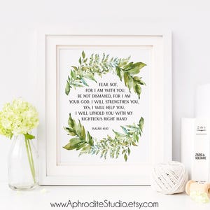 Isaiah 41:10 - Fear not, for I am with you - scripture art - Bible verse wall art - Bible verse print