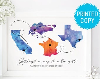 Country to country print -  Military family print - Long distance family print - Going away gift - Nomad family gift - long distance print