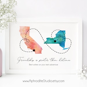 L’amitié ne connaît pas la distance - Impression longue distance - Cadeau d’ami de longue distance - Cadeau d’amitié de longue distance - Cadeau de LDR