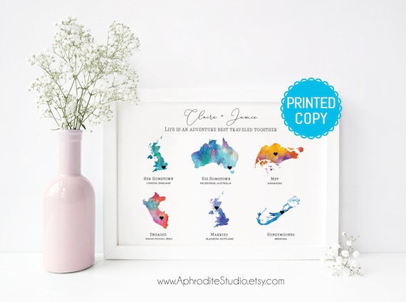 Met Engaged Married print - Our love story map - Personalized anniversary gift Life is an adventure best traveled together love story print