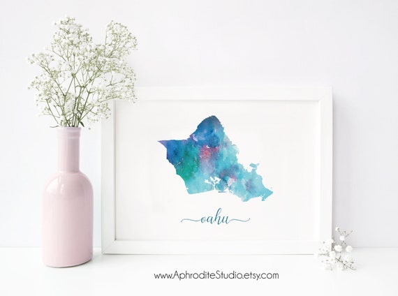 Oahu Printable Poster Hawaii Digital Print Gift for Travel - Etsy
