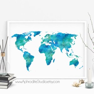 World Map Print (24x36") - World Printable Poster - Travel Decor - Gift ...