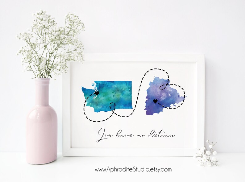 Friendship Knows No Distance US Map Gift, Neutral Colors Map Gift For