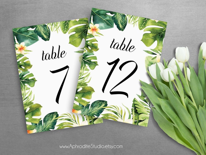 Beach wedding table numbers Tropical wedding AS-TR125 Tropical table numbers Printable table numbers Beach table numbers wedding 7-12