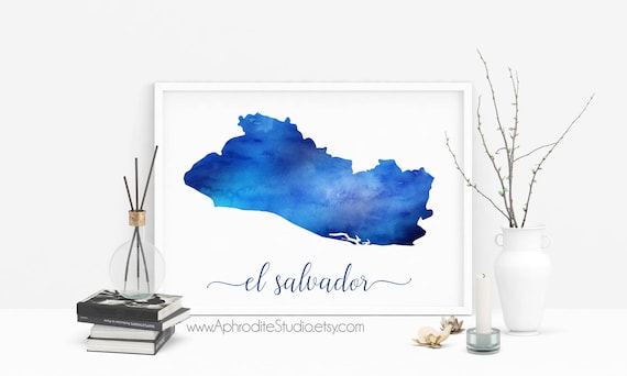 El Salvador printable poster - El Salvador watercolor poster - El Salvador art print - Travel Decor - Gift for travel lover - Digital print