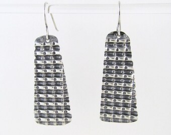 Fine Silver Corrugated Dangle Earrings