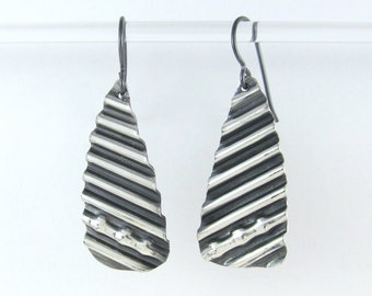 Corrugated Fine Silver Earrings - FREE Shipping