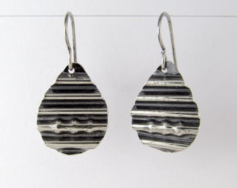 Fine Silver Corrugated Dangle Earrings