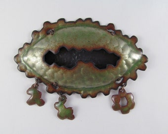 Cellular Repair Enameled Copper Brooch - FREE Shipping