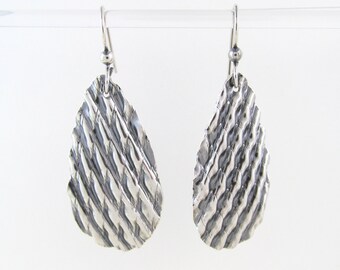 Fine Silver Corrugated Dangle Earrings