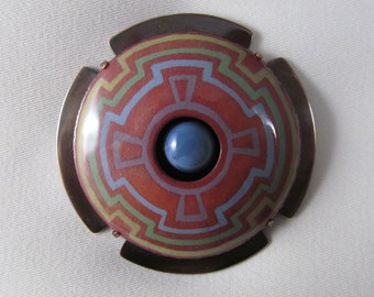 Indian Design Enameled Brooch & Pendant - FREE Shipping