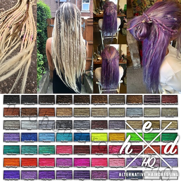 40x Custom Handmade Single Ended Synthetic Dreadlocks Accent Set of Dreads with Wraps and Beads Half Head set Partials