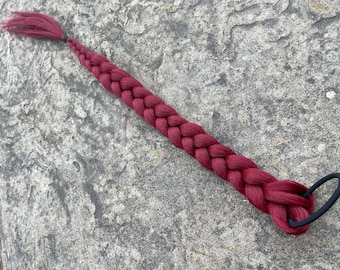 Deep Red Tie in Ponytail Hair Braid Braided Plait Hair Extension on Elastic Festival Dress up Rapunzel 24”