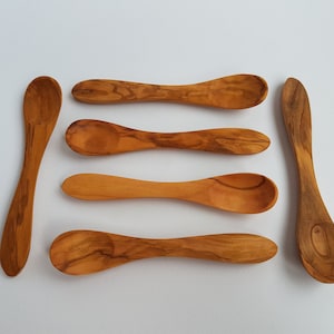 Set of 6 Wooden Small Spoons Olive Wood Egg Spoons / Baby Spoon AKwood 100% Bio Products image 1
