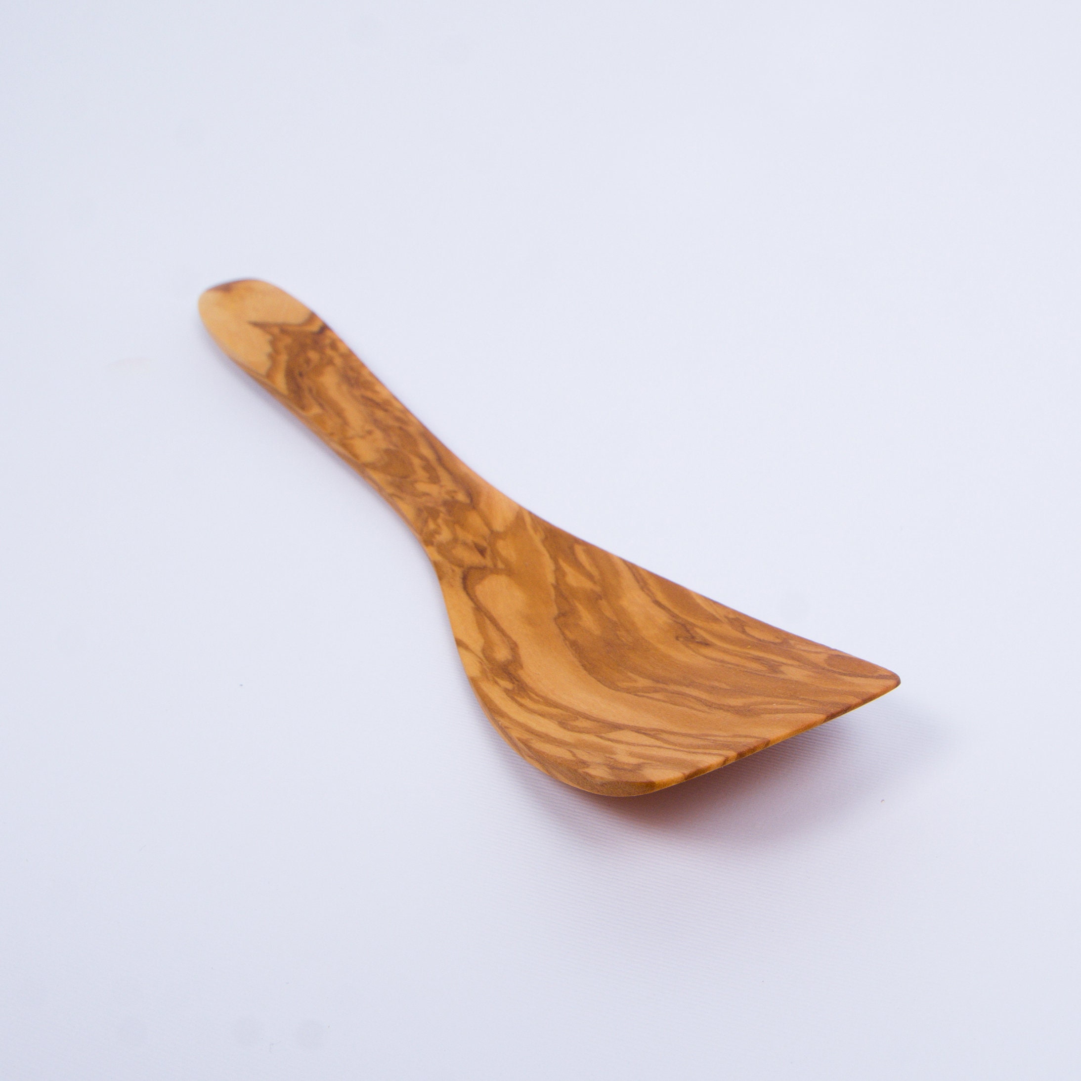 Olive Wood Curved Spatula Akwood Handmade Wooden Spatula Etsy