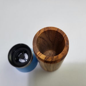 Set of 2 Medium Grinders for Salt and Pepper from Olive Wood with ceramic mechanism Perfect Gift Blue and Yellow image 8