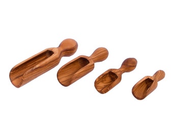 Handcrafted Olive Wood Scoop / Shovel - in 4 different sizes - AKwood - Wooden Salt Scoops and Spice Spoons / Scoops - Bio Products