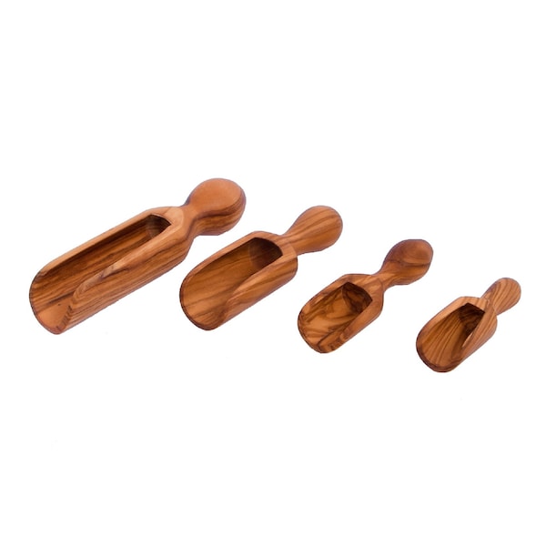 Handcrafted Olive Wood Scoop / Shovel - in 4 different sizes - AKwood - Wooden Salt Scoops and Spice Spoons / Scoops - Bio Products