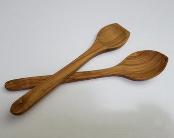 Set of 2 Wooden Spoons - Multipurpose Olive-Wood Spoon - Free delivery - You will get what you see! #R89