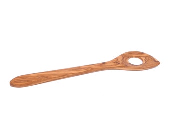 Olive Wood Risotto Spoon, Wooden Mixing Spoon with 1 hole - AKwood - Wooden Rice Spoon Stirrer