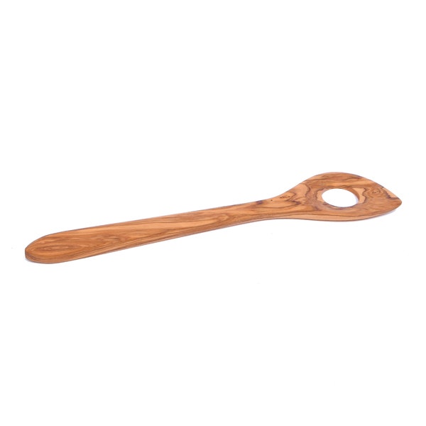 Olive Wood Risotto Spoon, Wooden Mixing Spoon with 1 hole - AKwood - Wooden Rice Spoon Stirrer