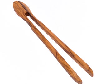 Pince a Toast 25 cm (Tong one piece) made from Olive Wood - Handcrafted - AKwood Toast Tong / Picker - Albanian Quality!