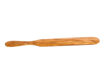 Olive Wood Spatula for Crepes / Pancake Turner 36 cm / 14.17" - Kitchen Utensils Handcrafted - Made in Albania - Long Wooden Crepe Spatula