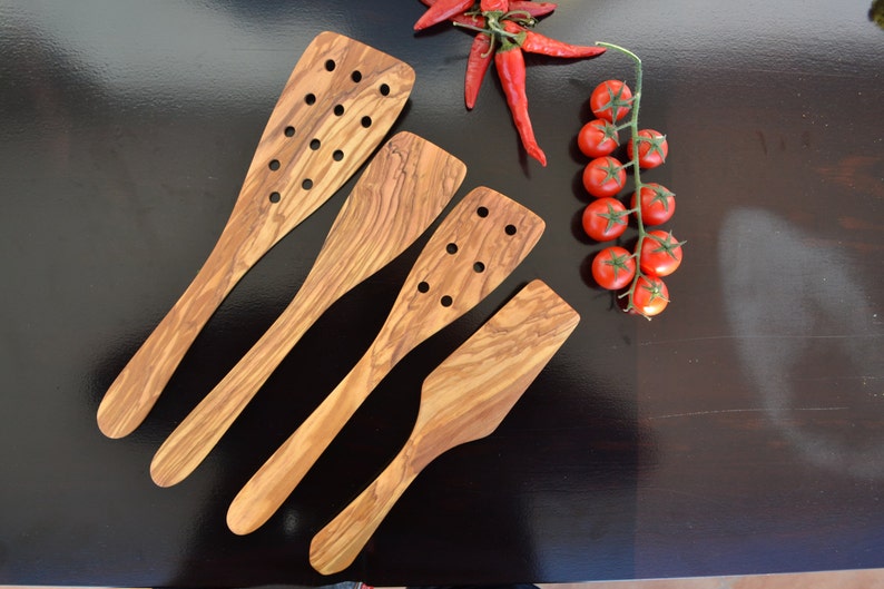 Olive Wood Utensils Handmade Lot of 4 different Spatulas Etsy