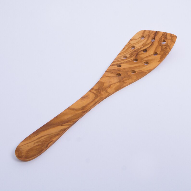 Large Olive Wood Spatula With Pierced Holes 32 Cm / Etsy