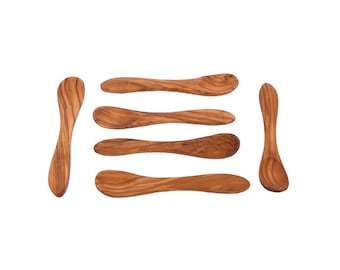 Baby Spoon, Set of 6 Wooden Small Spoons for babies - Olive Wood Egg Spoons  - SkandWood - 100% Bio Products - baby shower gift