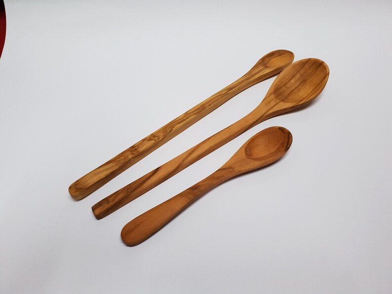 3 Wooden Spoons 2 Jam Spoon Preserves Serving Soup Image 0 1 2