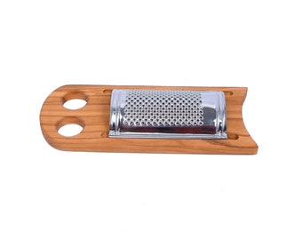 Cheese Grater with Olive Wood - Flat Wooden Parmesan Grater - Small Size - AKwood