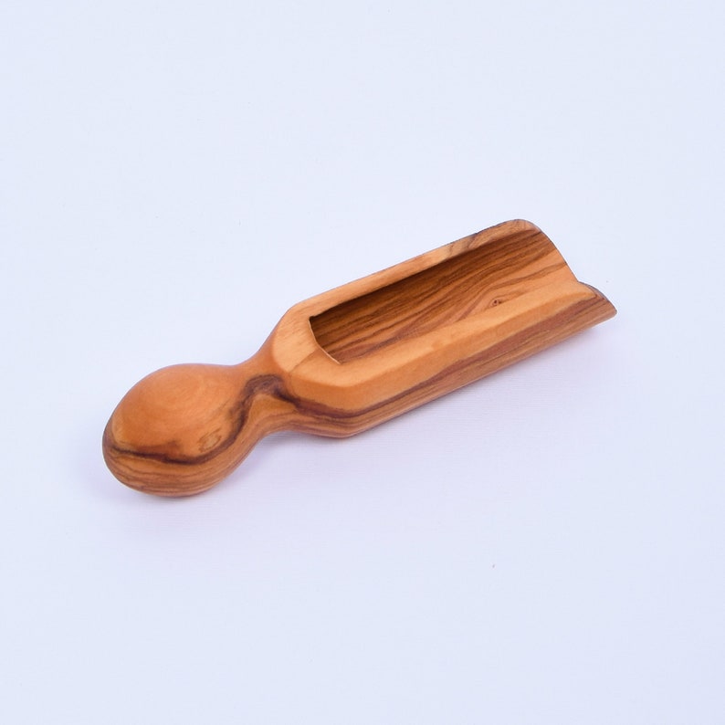 Wooden Salt Scoop / Shovel Large Size 5.51 Olive Wood Sugar / Spice Scoop AKwood Wooden Bath Salt Spoon / Scoop Multipurpose Scoop image 4