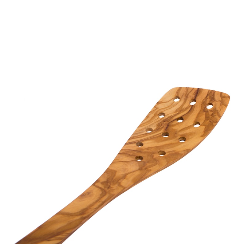 Large Olive Wood Spatula With Pierced Holes 32 Cm / Etsy