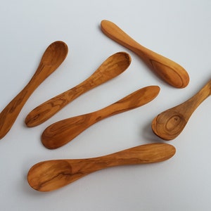 Set of 6 Wooden Small Spoons Olive Wood Egg Spoons / Baby Spoon AKwood 100% Bio Products image 3